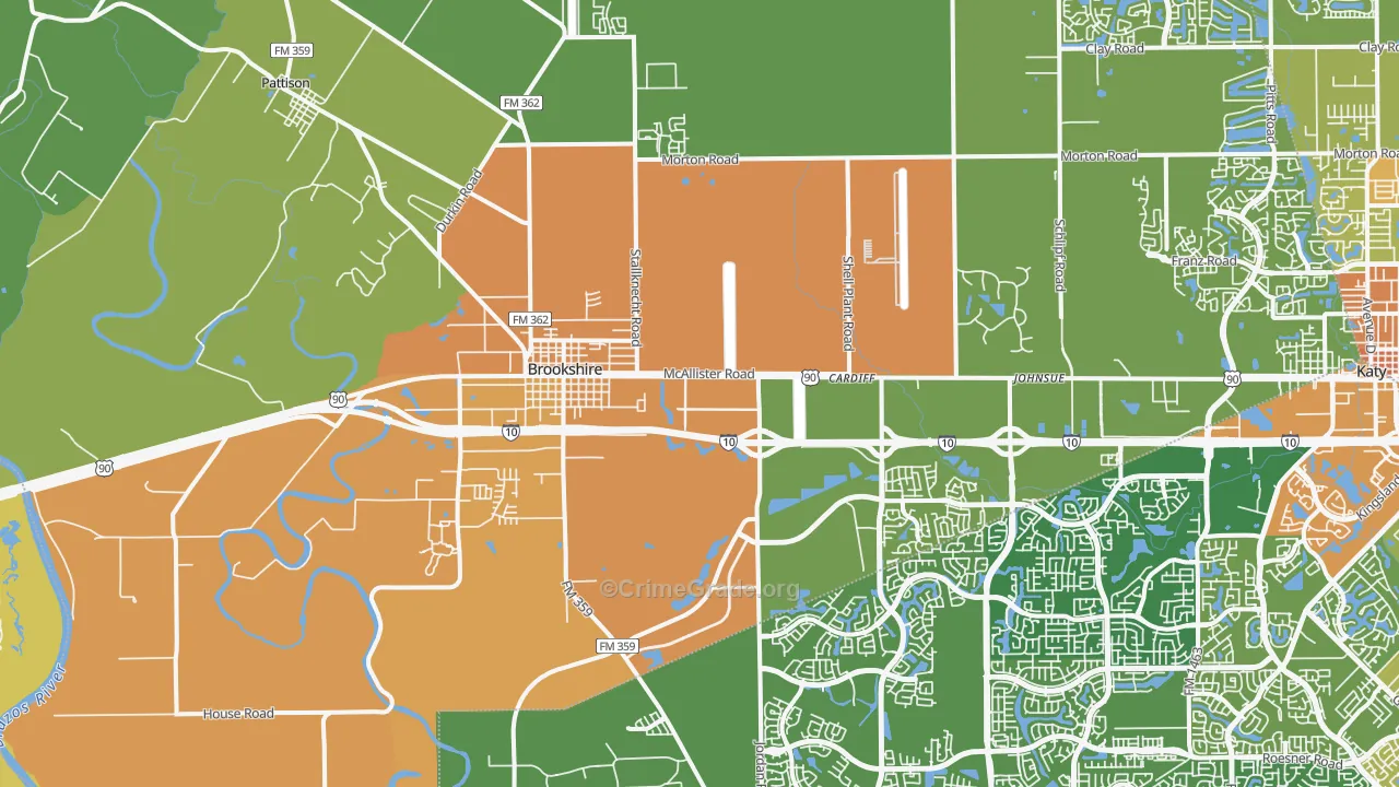 Brookshire, TX Map of Assault Rates