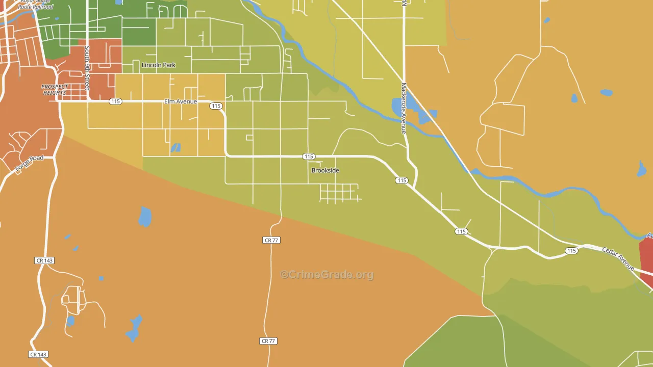Brookside, CO Map of Assault Rates