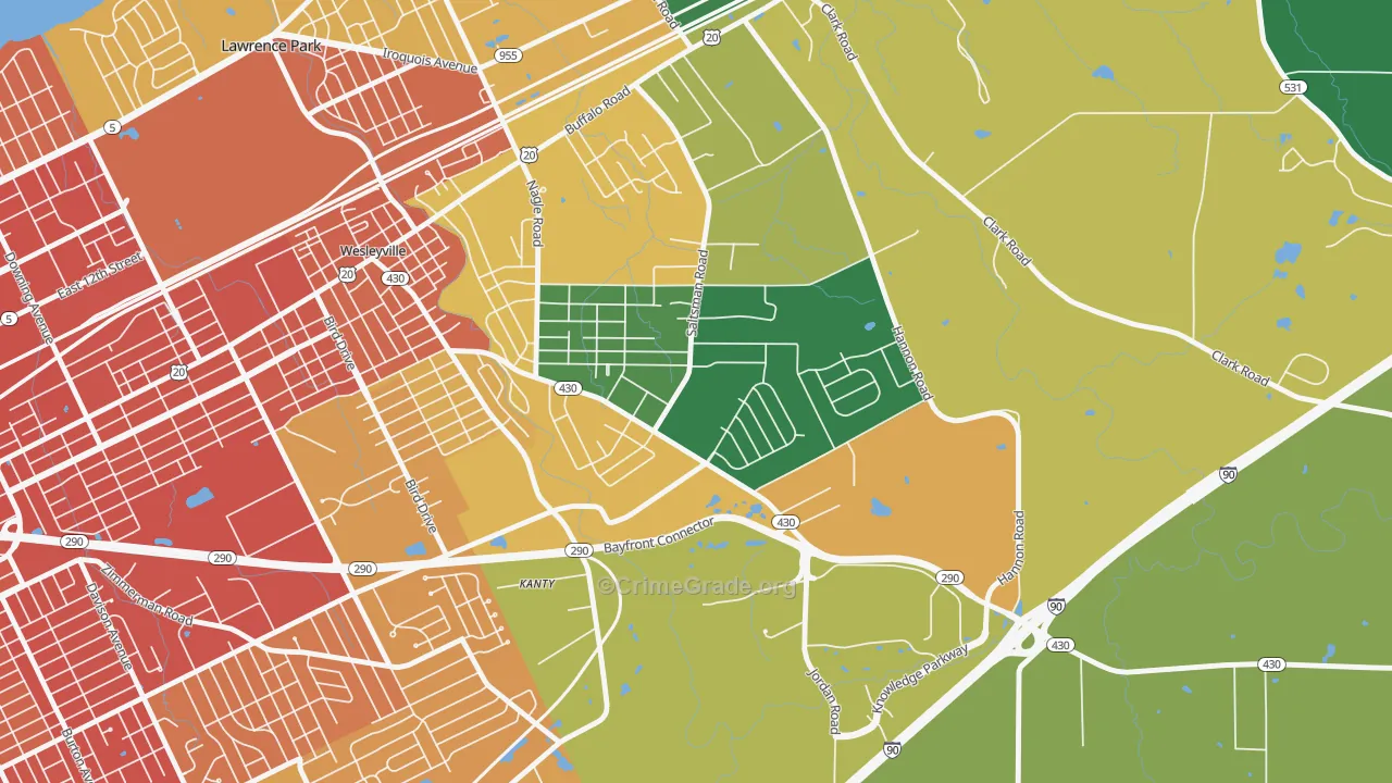 Brookside, Erie, PA Map of Assault Rates
