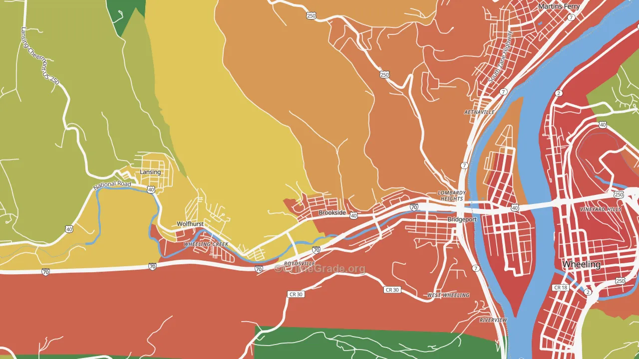 Brookside, OH Map of Assault Rates