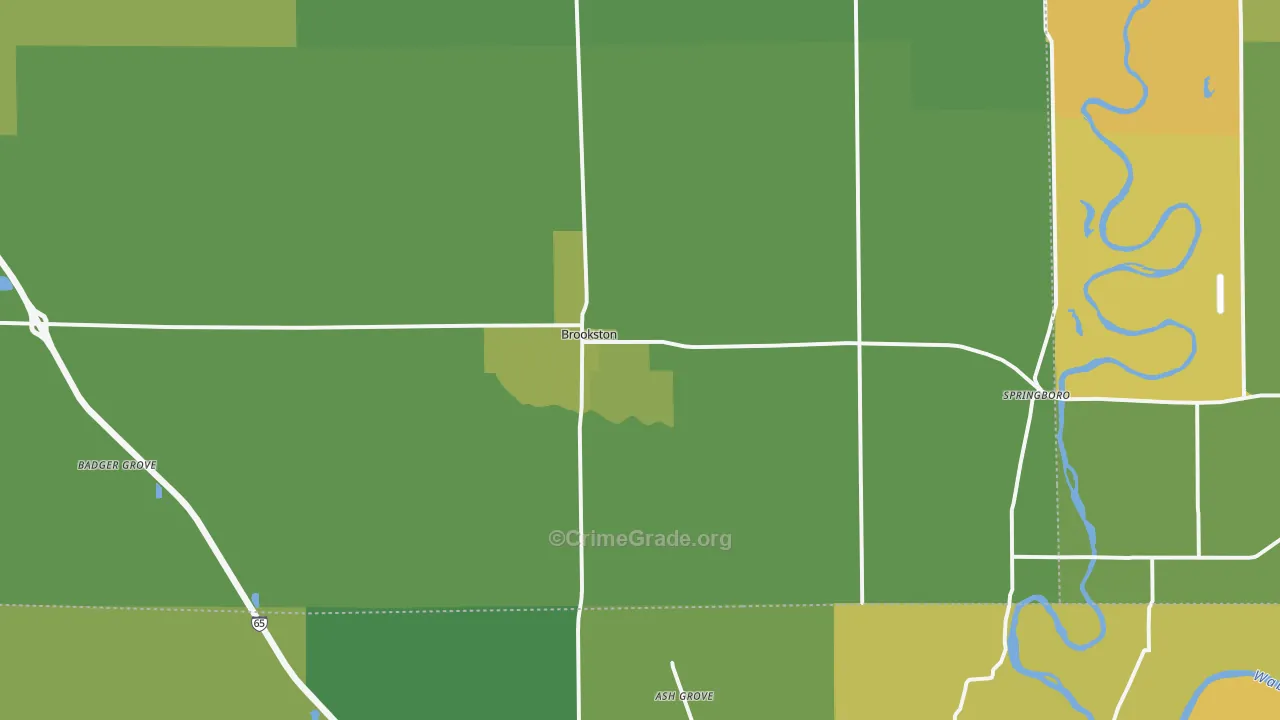 Brookston, IN Map of Assault Rates