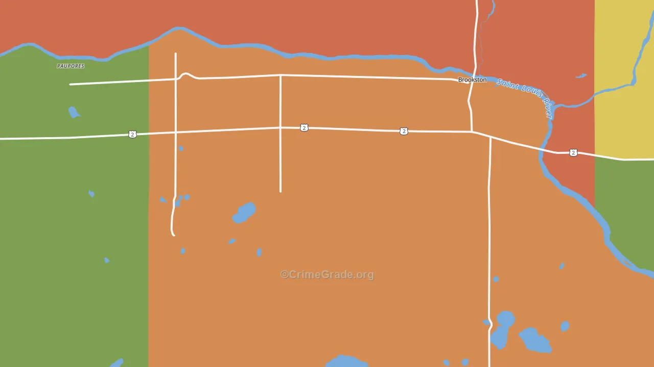 Brookston, MN Map of Assault Rates