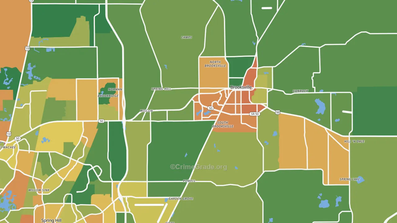 Brooksville, FL Map of Assault Rates