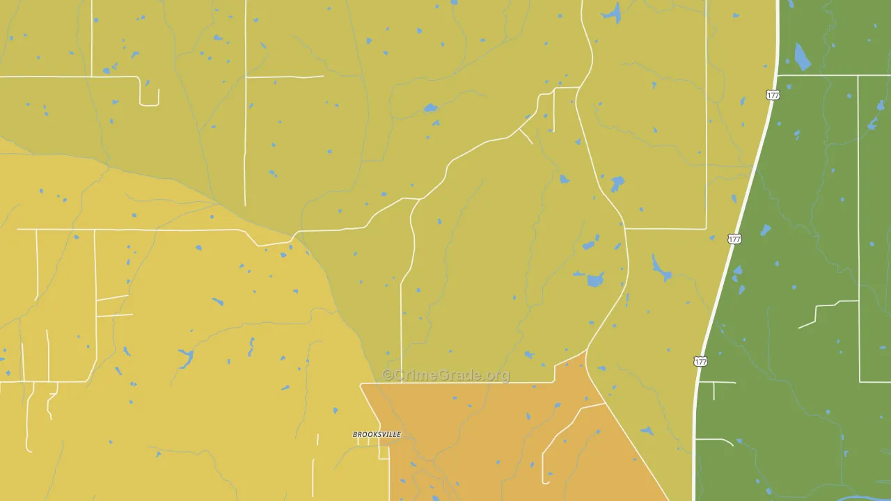 Brooksville, OK Map of Assault Rates