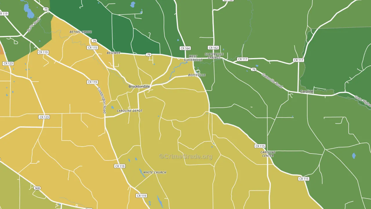 Brooktondale, NY Map of Assault Rates