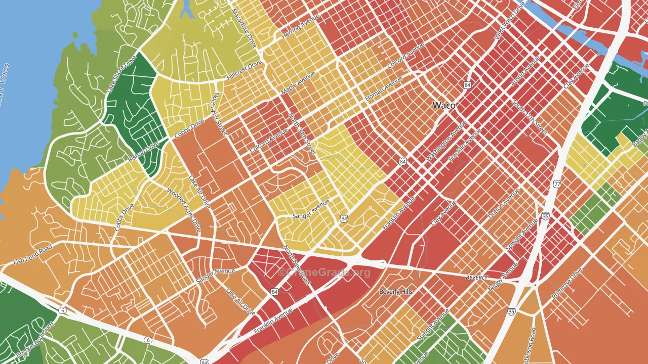 Brookview, Waco, TX Map of Assault Rates