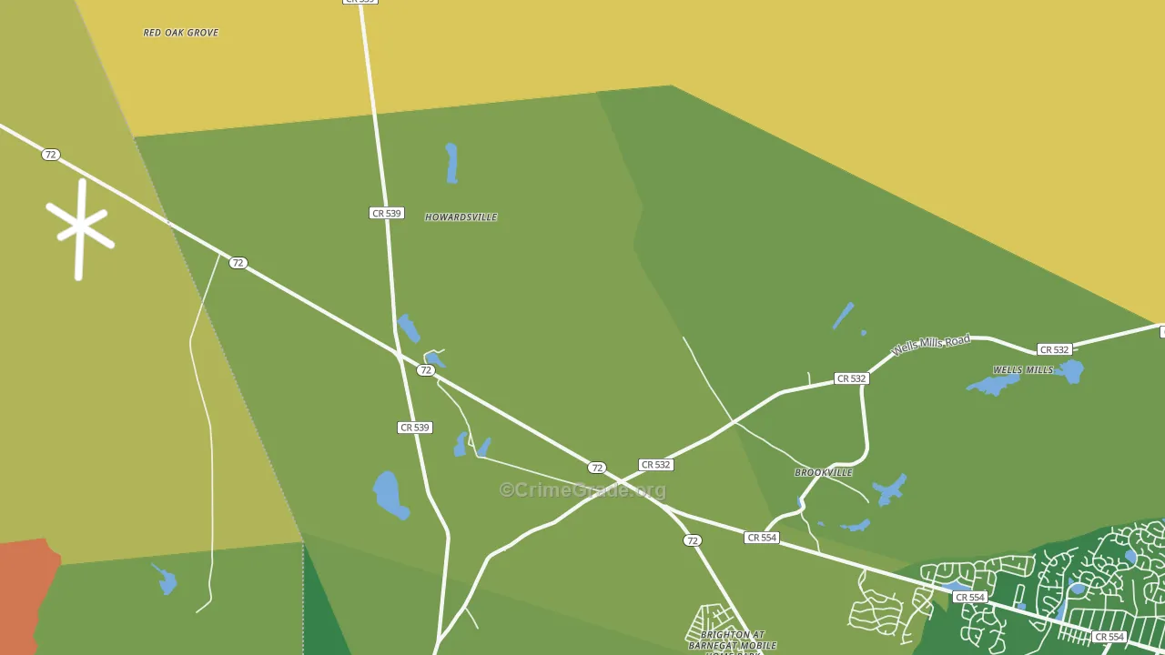 Brookville, NJ Map of Assault Rates