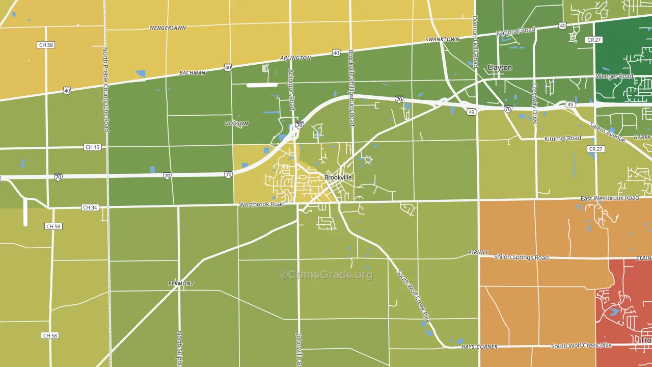 Brookville, OH Map of Assault Rates