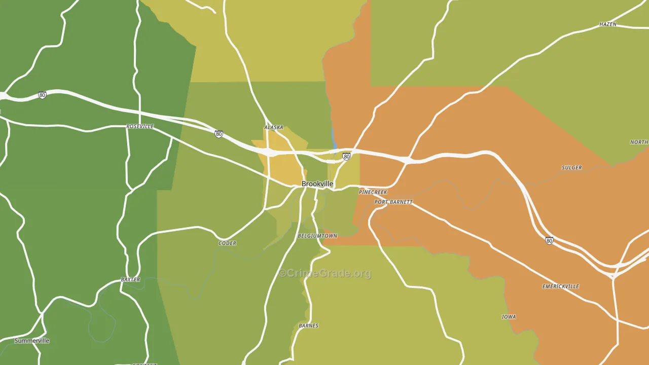 Brookville, PA Map of Assault Rates