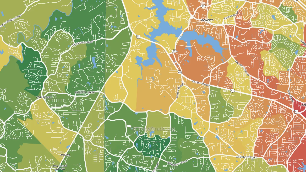 Brookwood, Acworth, GA Map of Assault Rates