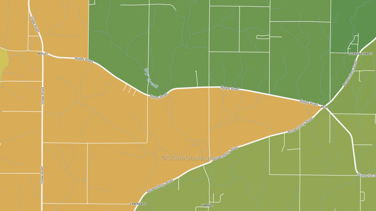 Brookwood Forest, AL Map of Assault Rates
