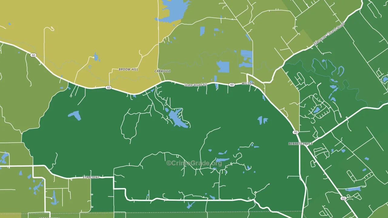 Broom Hill, IN Map of Assault Rates