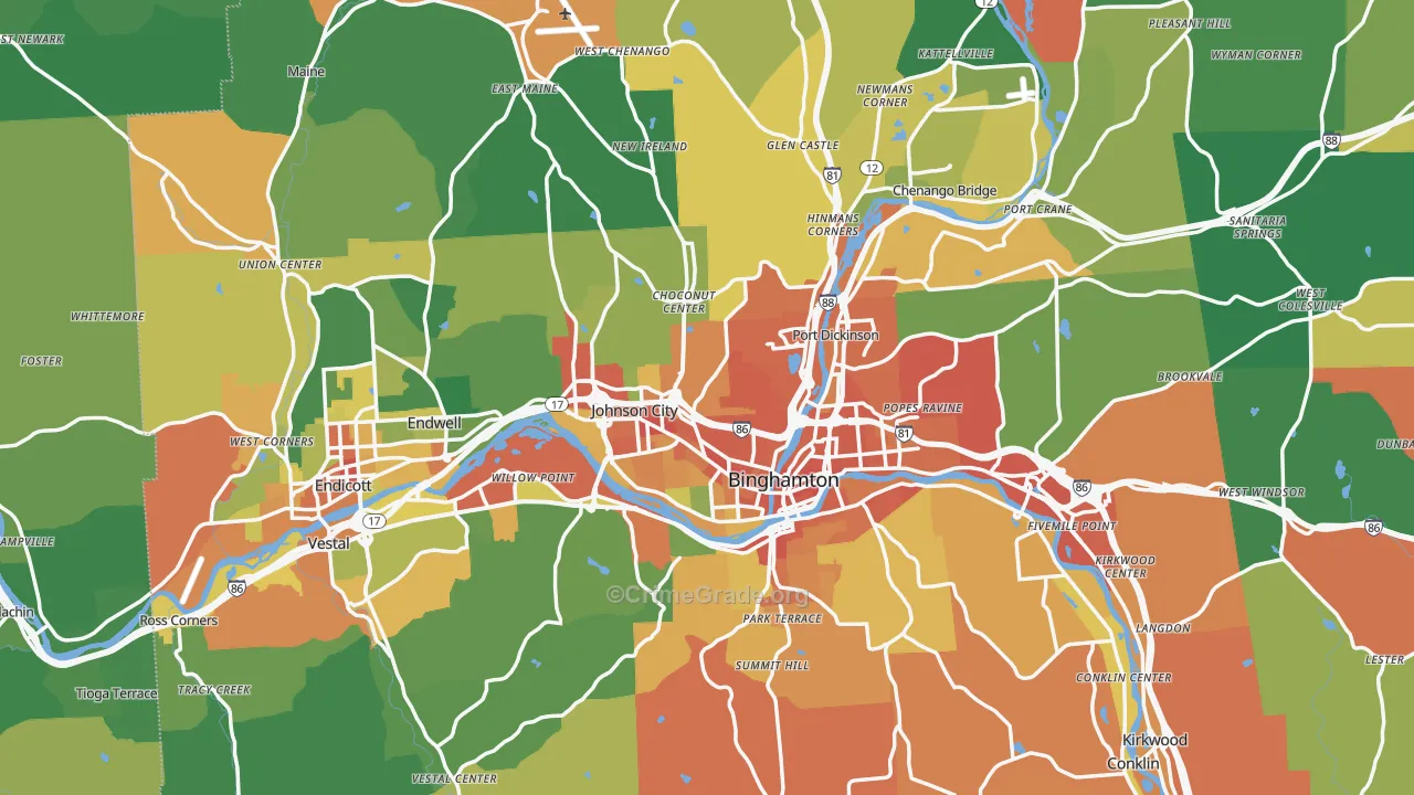Broome County, NY Map of Assault Rates