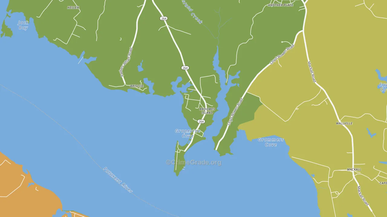 Broomes Island, MD Map of Assault Rates