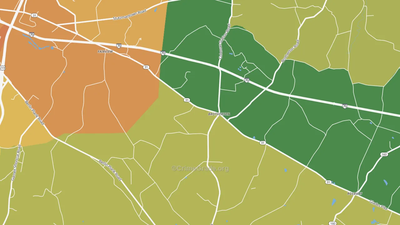 Brotherton, PA Map of Assault Rates