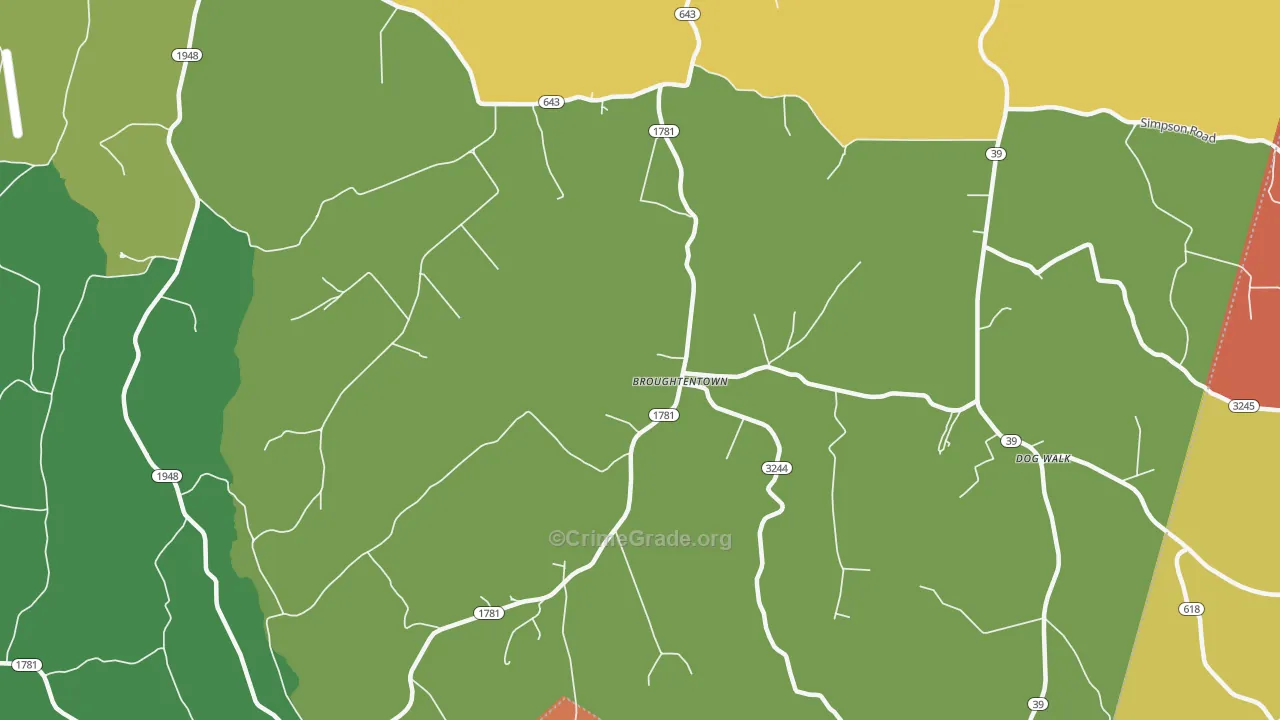 Broughtentown, KY Map of Assault Rates