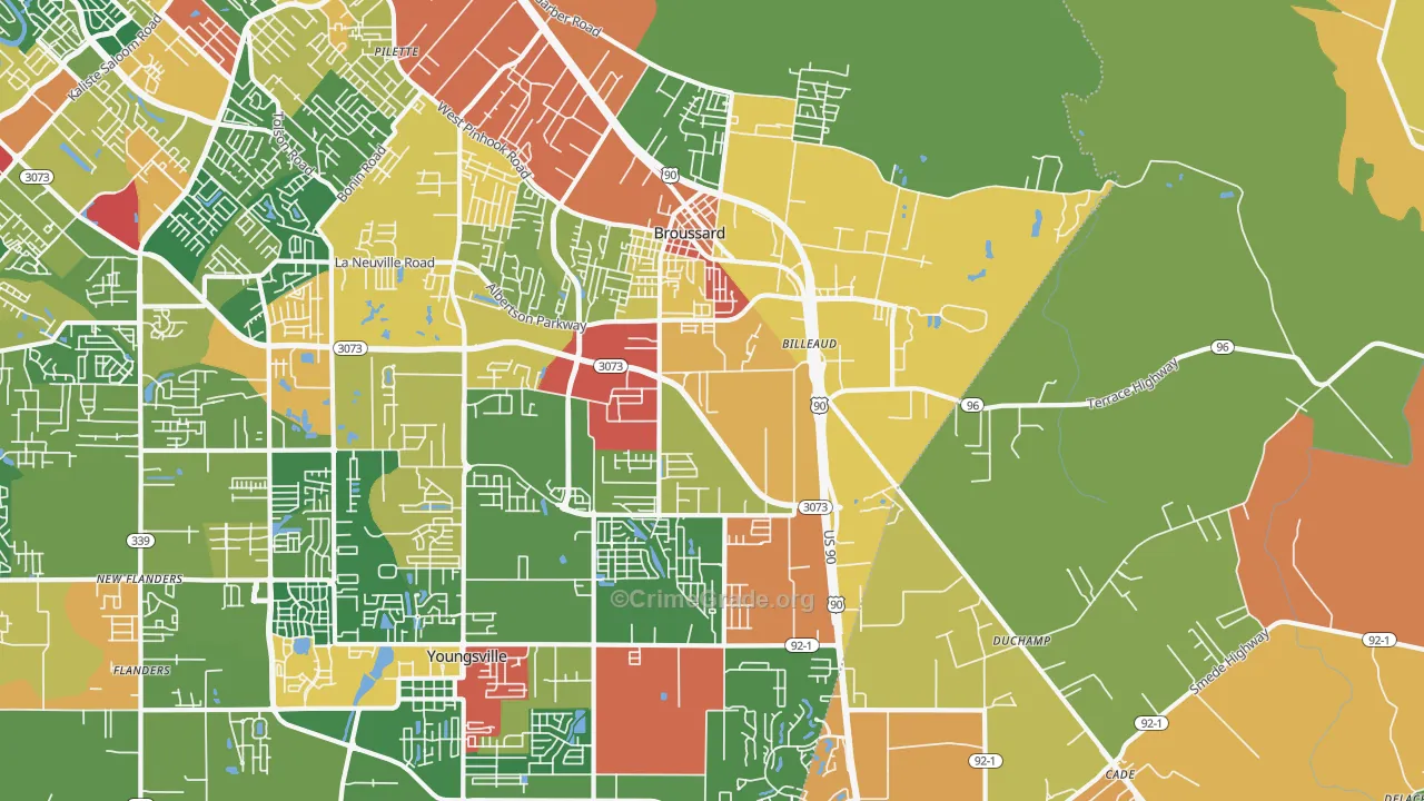 Broussard, LA Map of Assault Rates