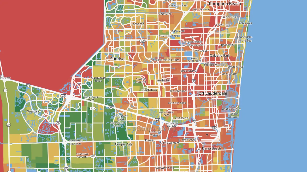 Broward County, FL Map of Assault Rates