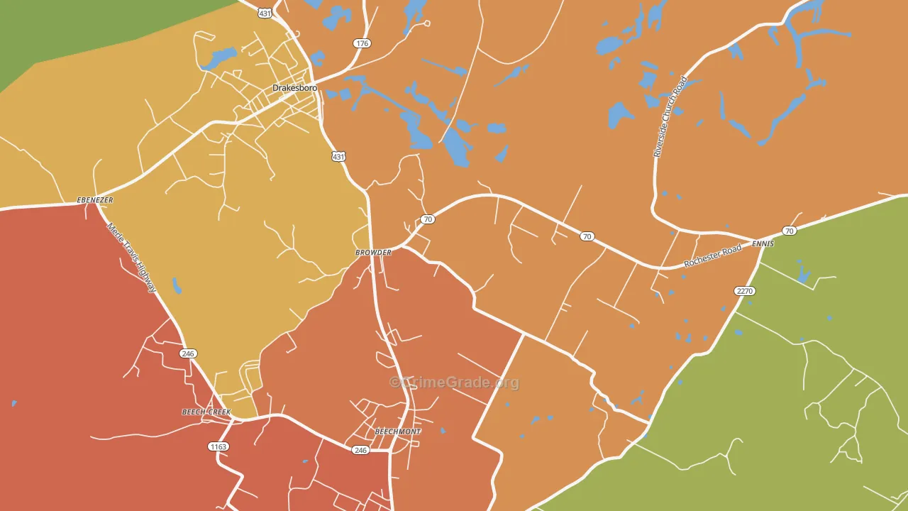 Browder, KY Map of Assault Rates