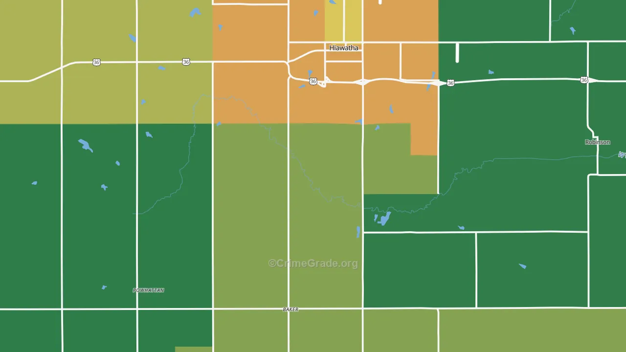 Brown County, KS Map of Assault Rates