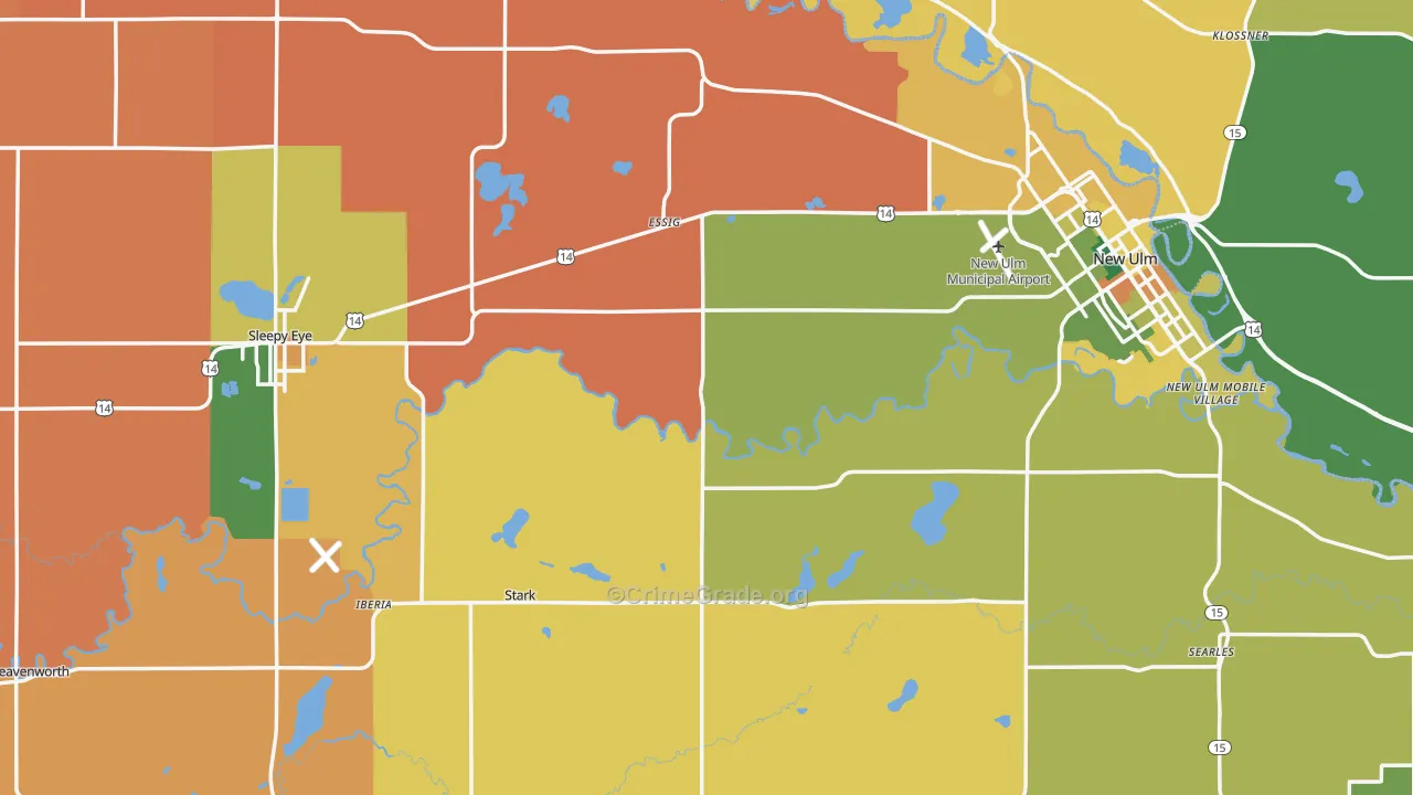 Brown County, MN Map of Assault Rates