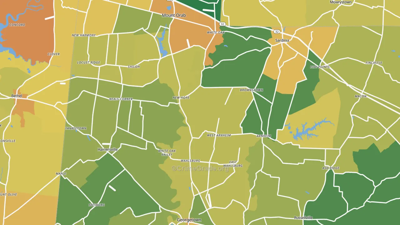 Brown County, OH Map of Assault Rates