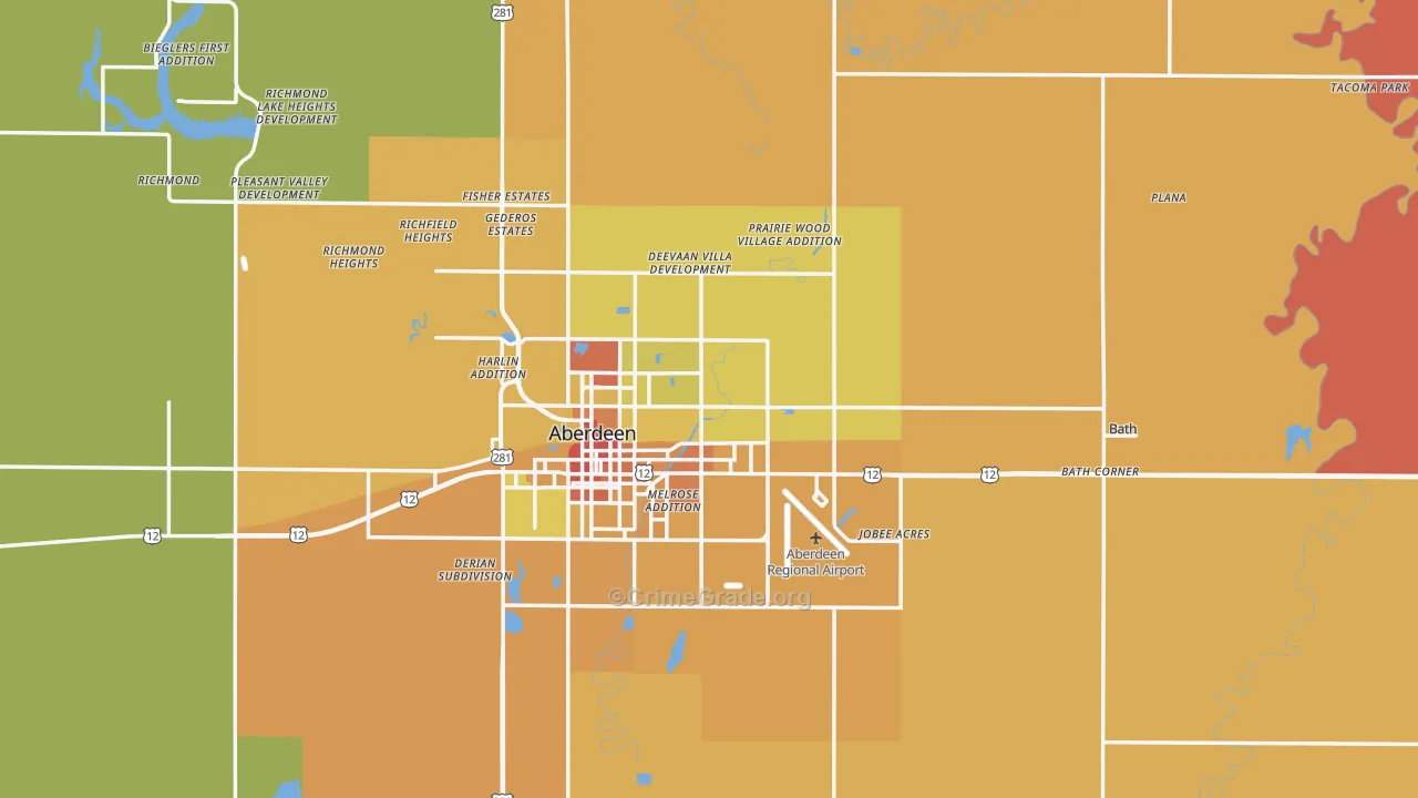 Brown County, SD Map of Assault Rates