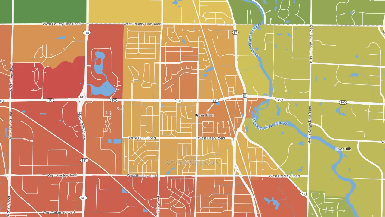 Brown Deer, WI Map of Assault Rates