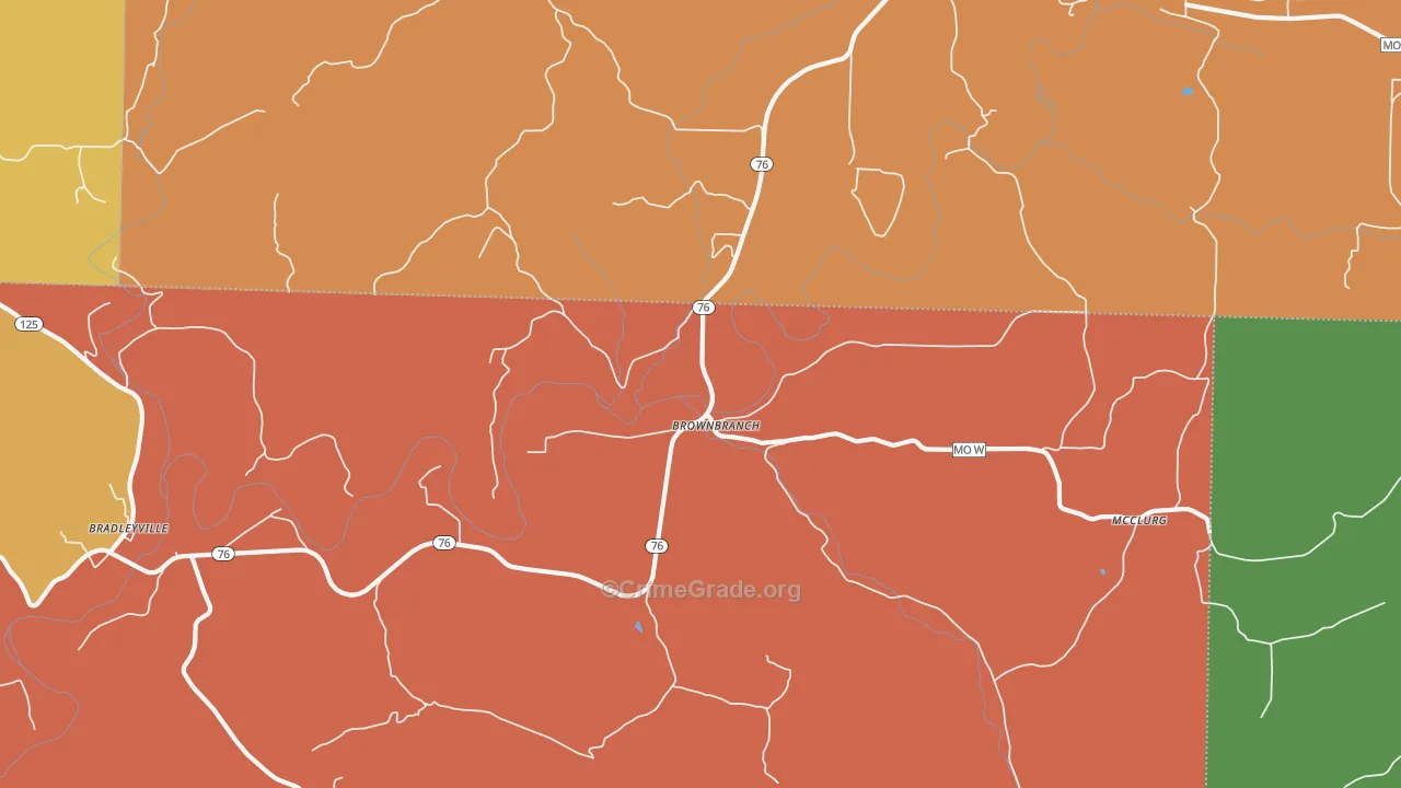Brownbranch, MO Map of Assault Rates