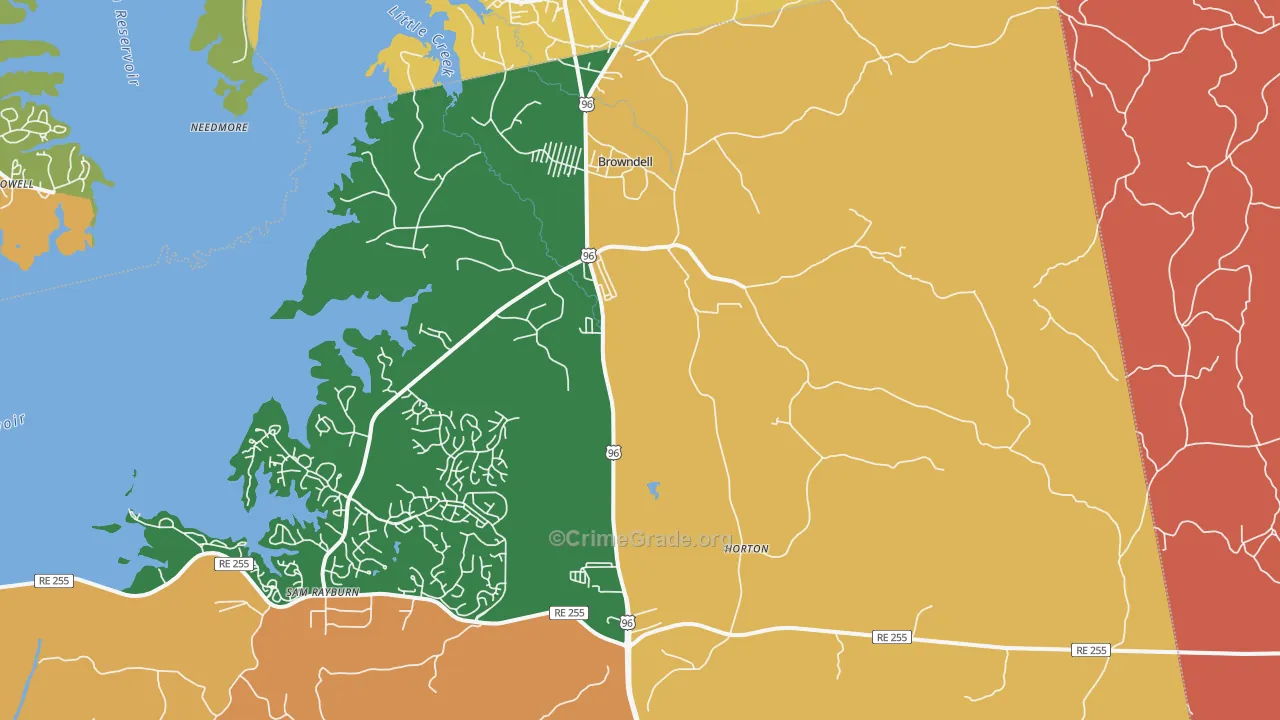 Browndell, TX Map of Assault Rates