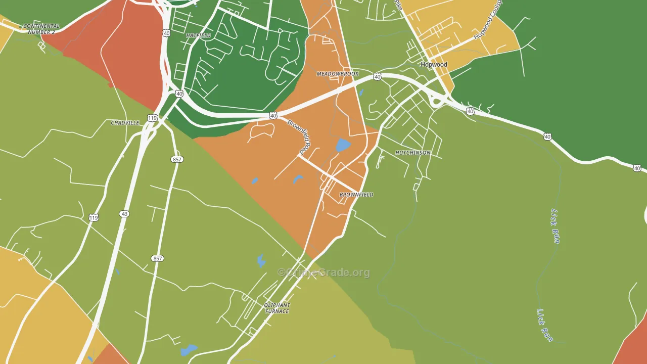 Brownfield, PA Map of Assault Rates