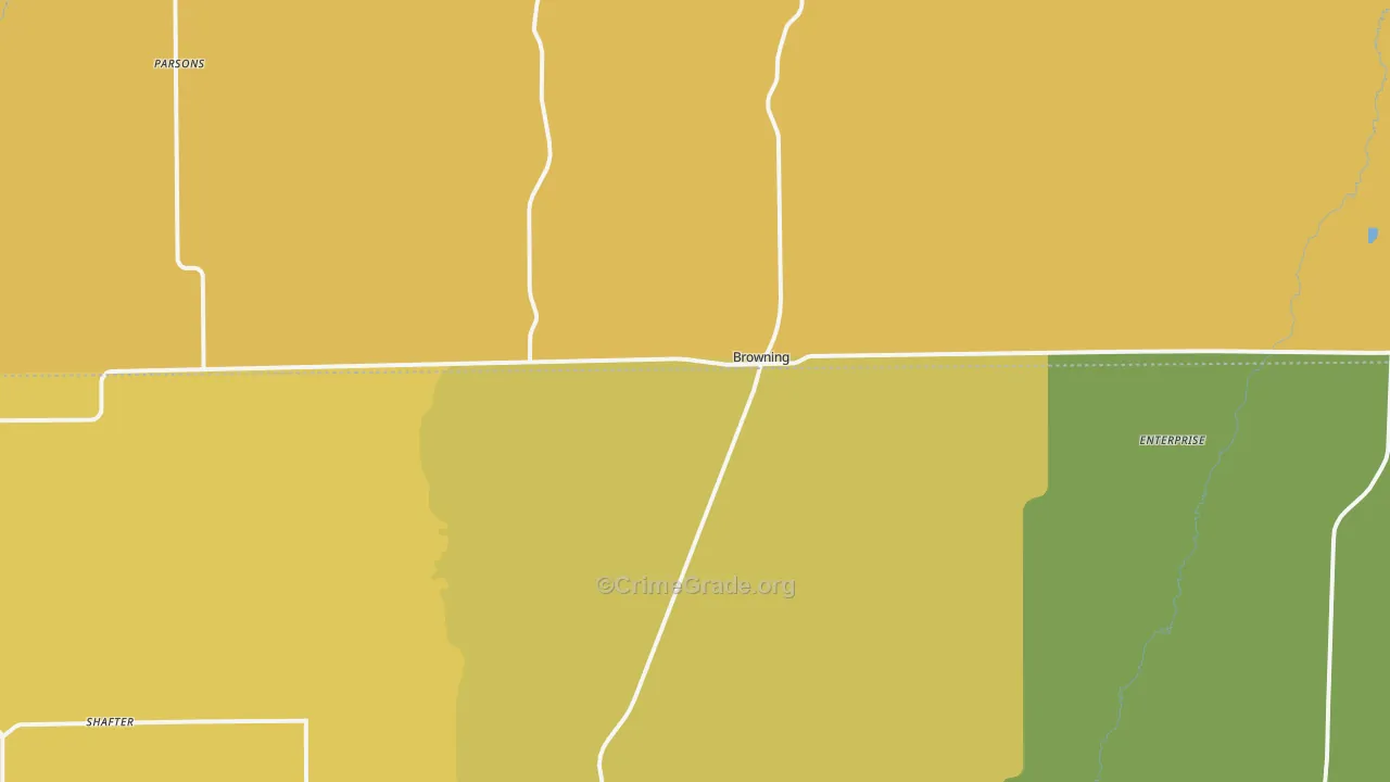 Browning, MO Map of Assault Rates