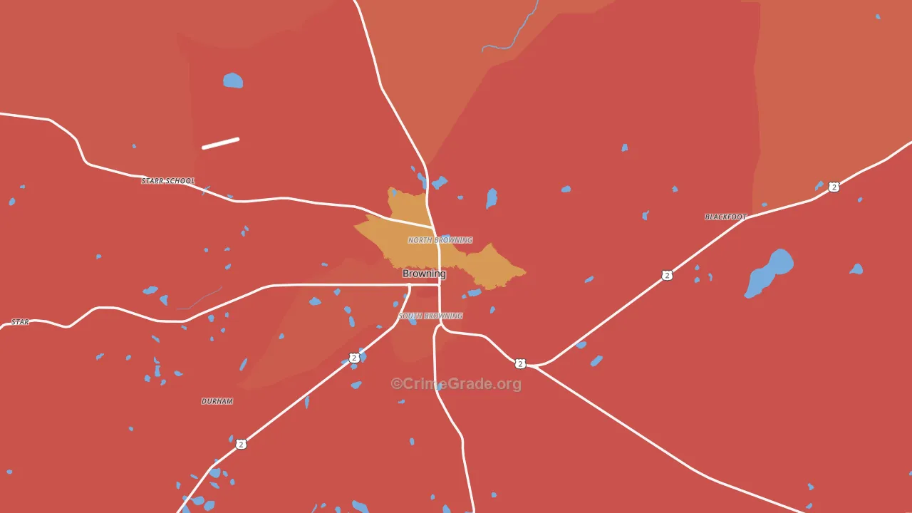 Browning, MT Map of Assault Rates