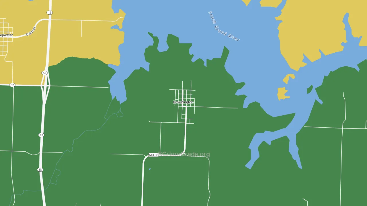 Brownington, MO Map of Assault Rates