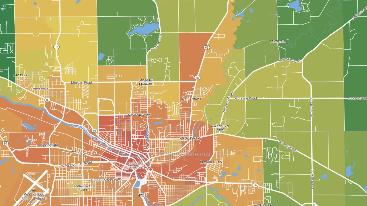 Brownlee Park, MI Map of Assault Rates