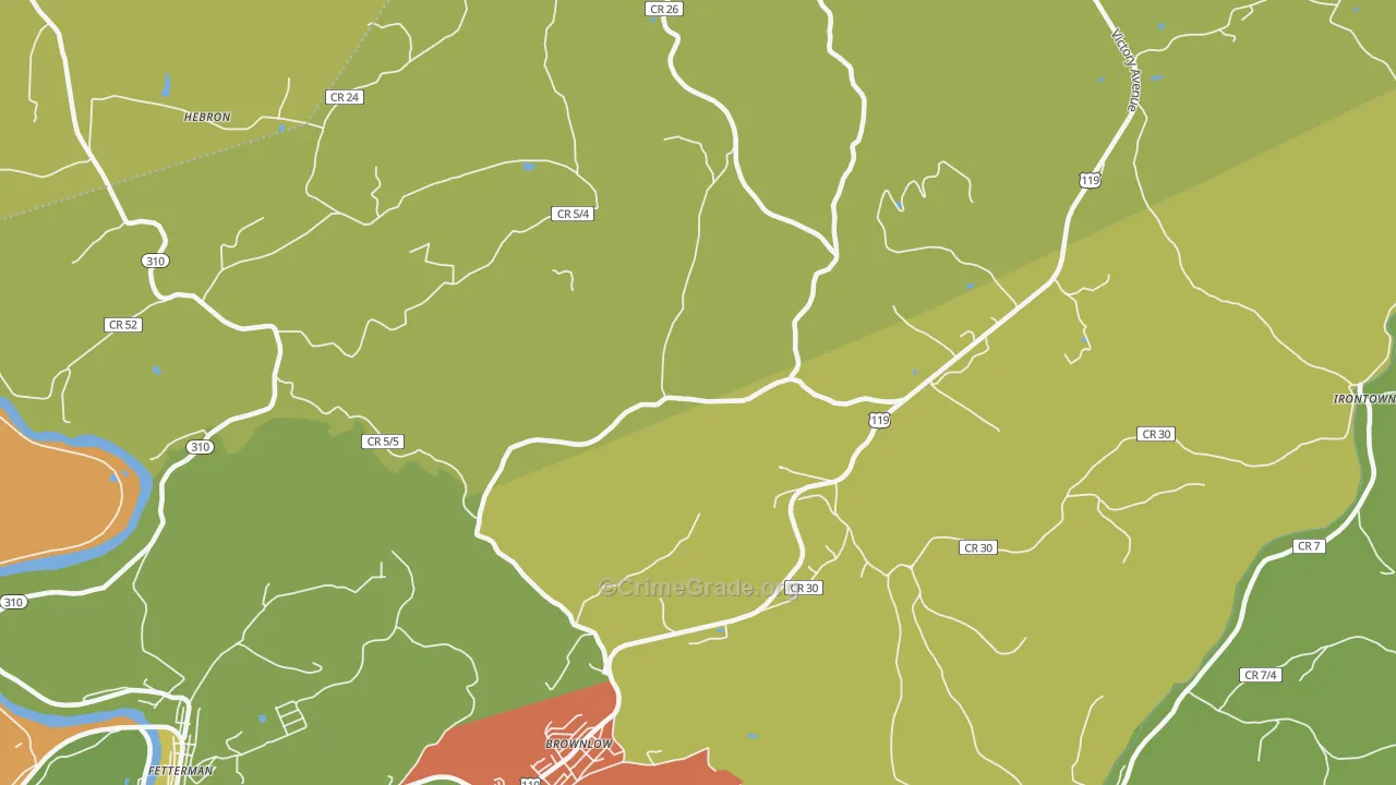 Brownlow, WV Map of Assault Rates