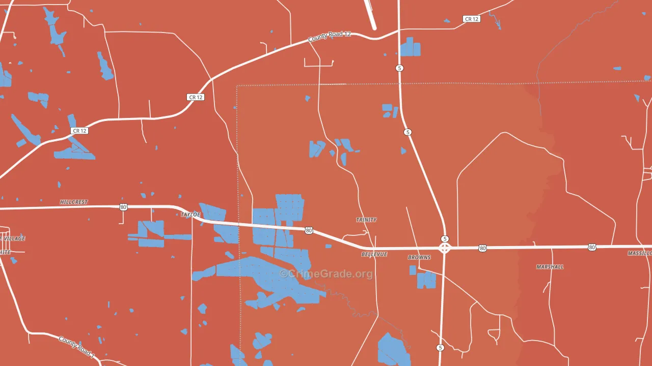 Browns, AL Map of Assault Rates