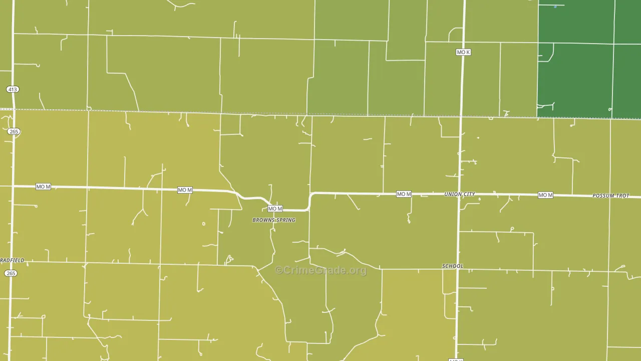 Browns Spring, MO Map of Assault Rates