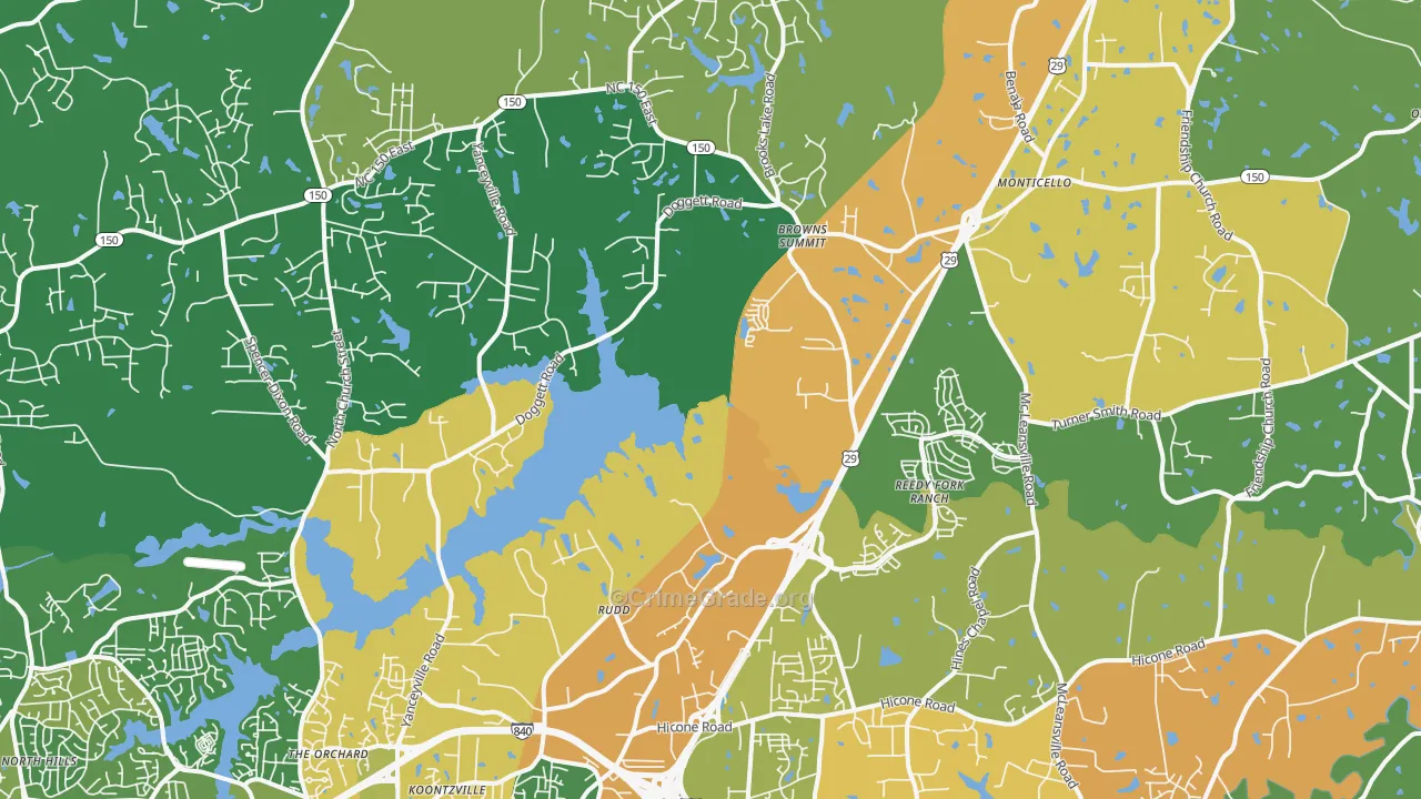 Browns Summit, NC Map of Assault Rates