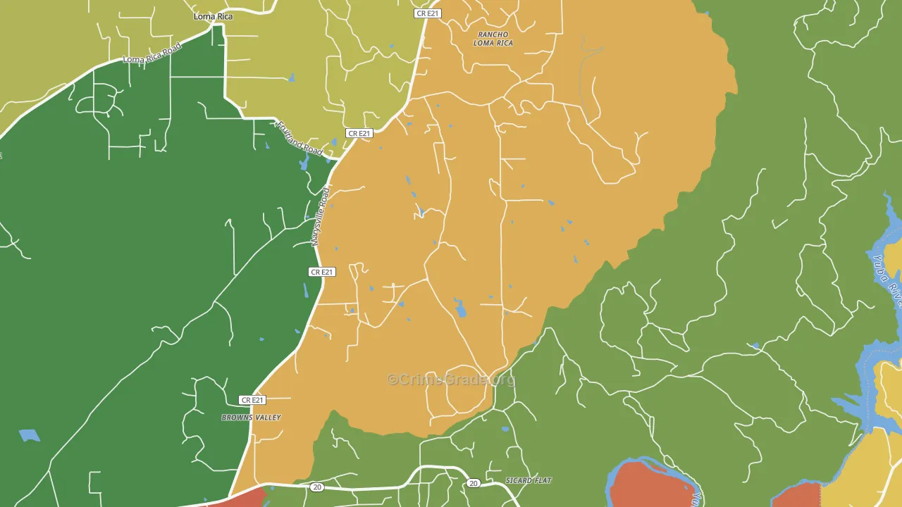 Browns Valley, CA Map of Assault Rates