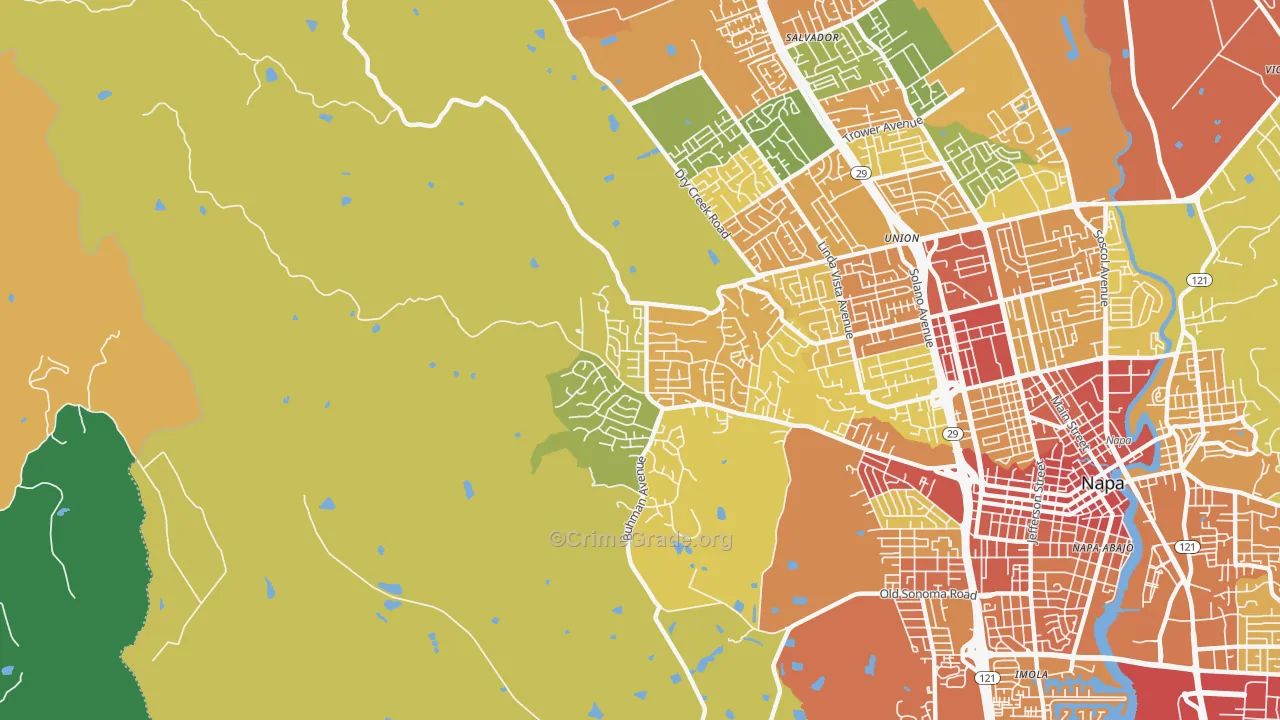 Browns Valley, Napa, CA Map of Assault Rates