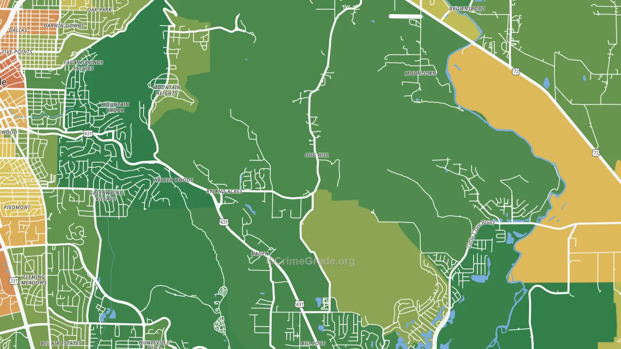 Brownsboro, AL Map of Assault Rates