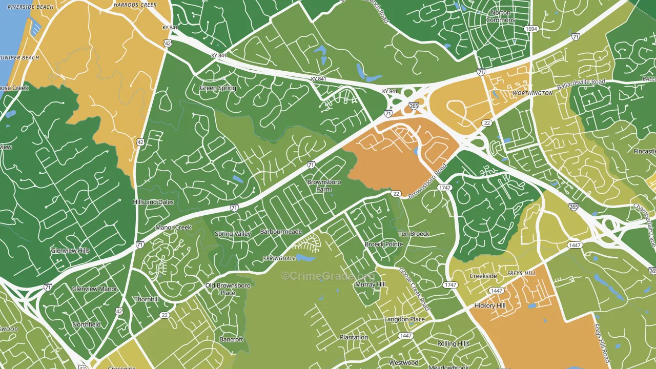 Brownsboro Farm, KY Map of Assault Rates