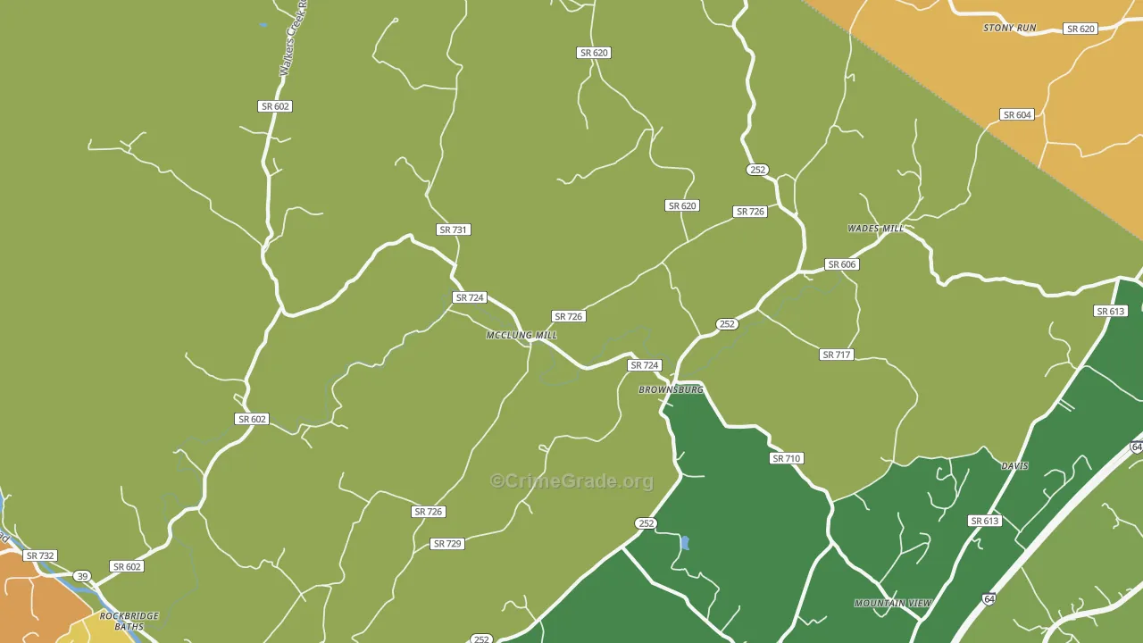 Brownsburg, VA Map of Assault Rates