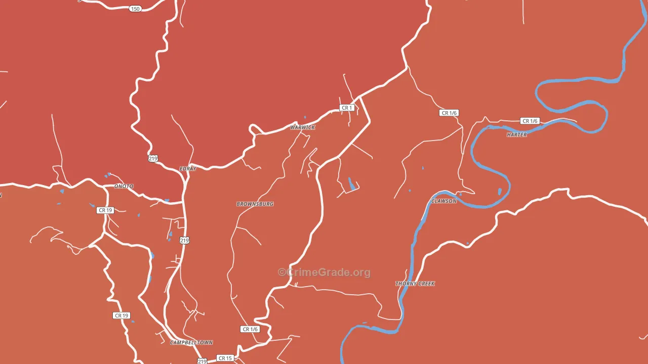 Brownsburg, WV Map of Assault Rates