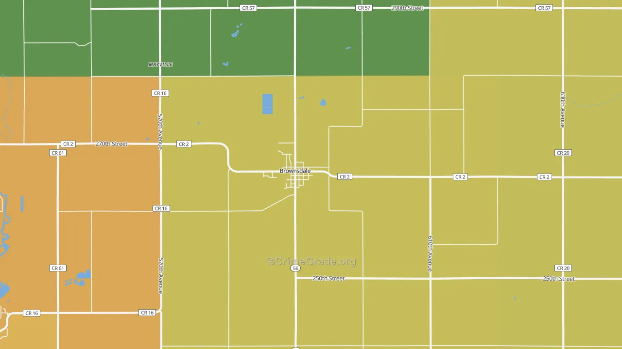 Brownsdale, MN Map of Assault Rates