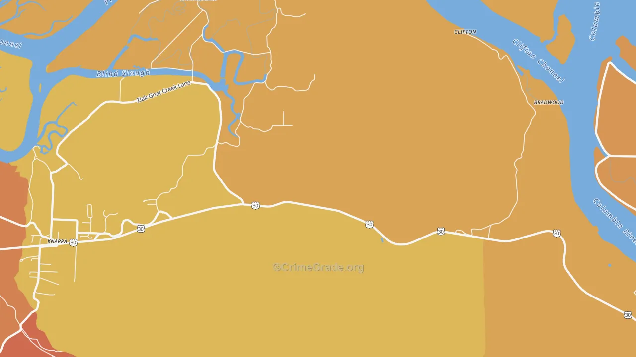 Brownsmead, OR Map of Assault Rates