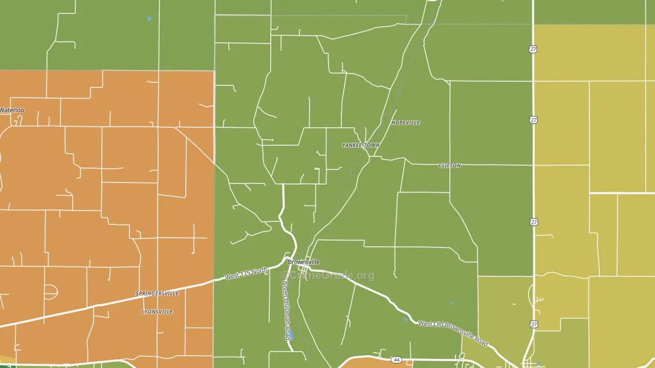 Brownsville, IN Map of Assault Rates
