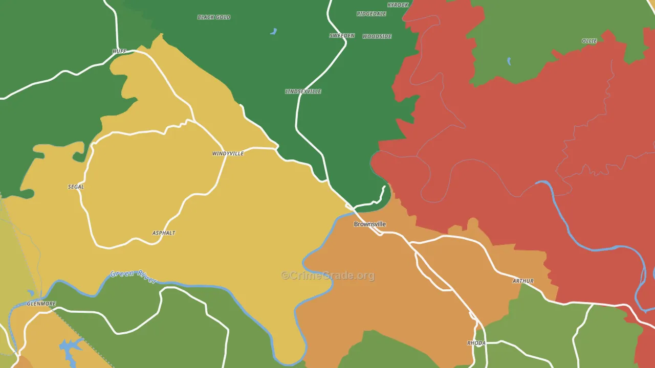 Brownsville, KY Map of Assault Rates