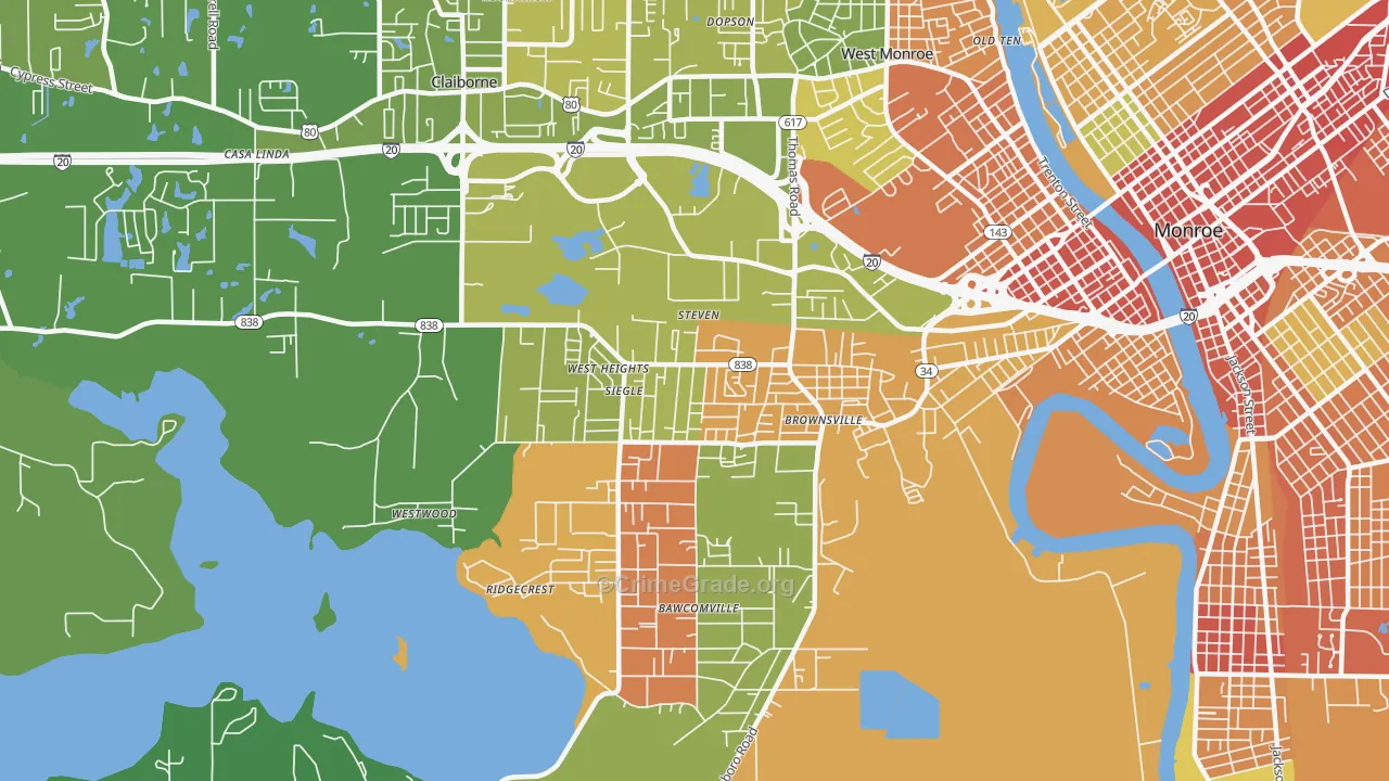 Brownsville, LA Map of Assault Rates